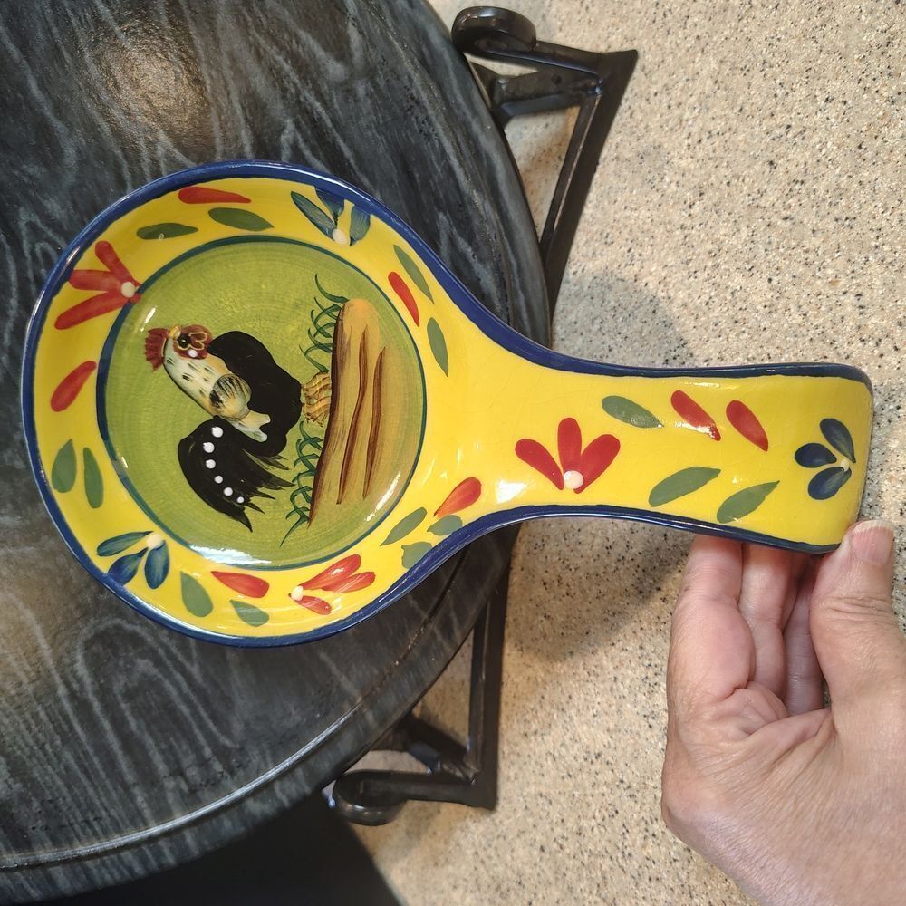 Colorful Rooster Spoon Rest. C8